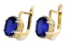 Or jaune 8 carats 333 Sapphire des boucles d'oreilles vec003x-sp Russe Soviétique URSS Bijoux vintage Art Deco style